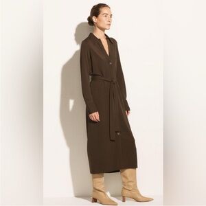 VINCE BELTED LONG SLEEVE SHIRT DRESS | size Large